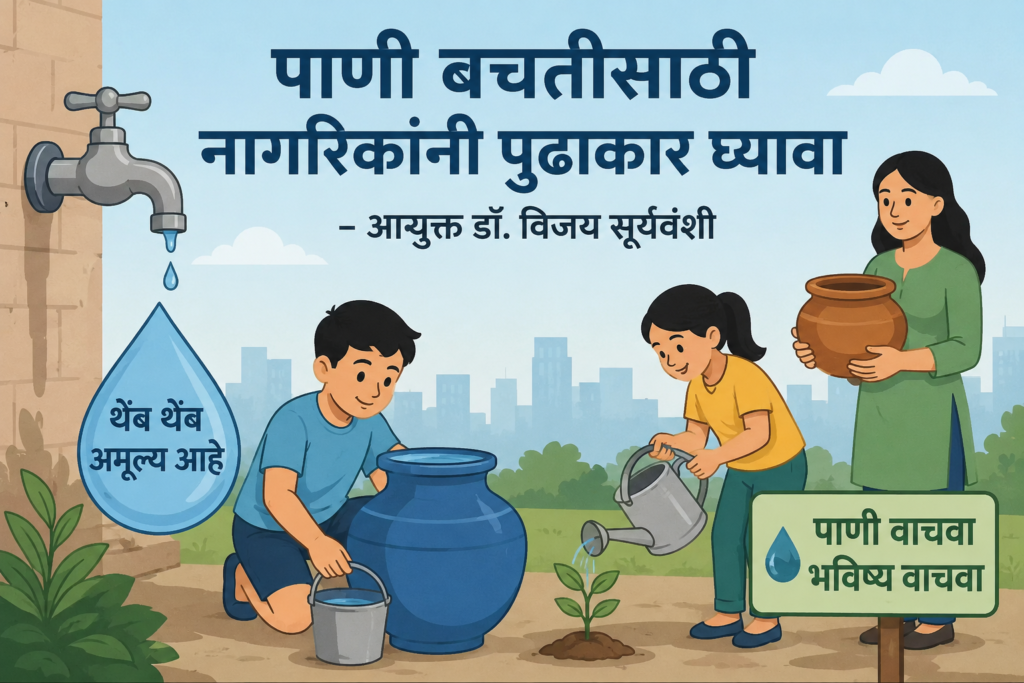 पाणी बचतीसाठी नागरिकांनी पुढाकार घ्यावा – आयुक्त डॉ. विजय सूर्यवंशी